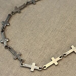 Silver Dainty Cross Necklace 14-16”
